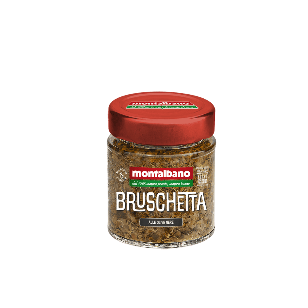 vasetto con bruschetta alle olive nere