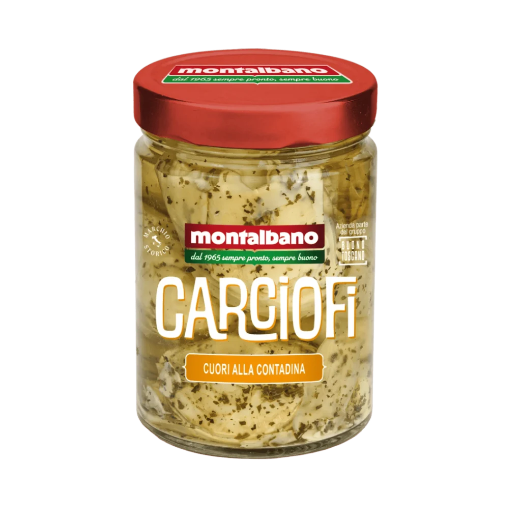 vasetto con cuori di carciofi sott'olio alla contadina