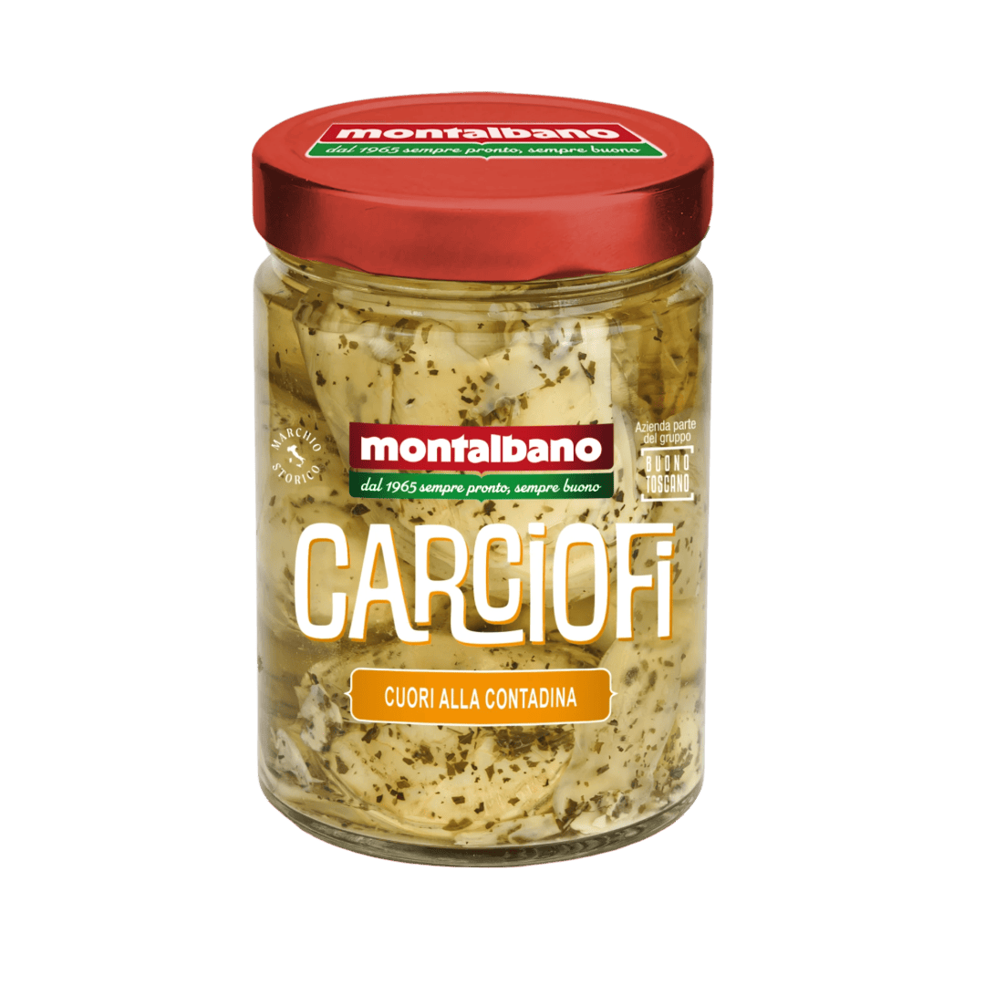 vasetto con cuori di carciofi sott'olio alla contadina