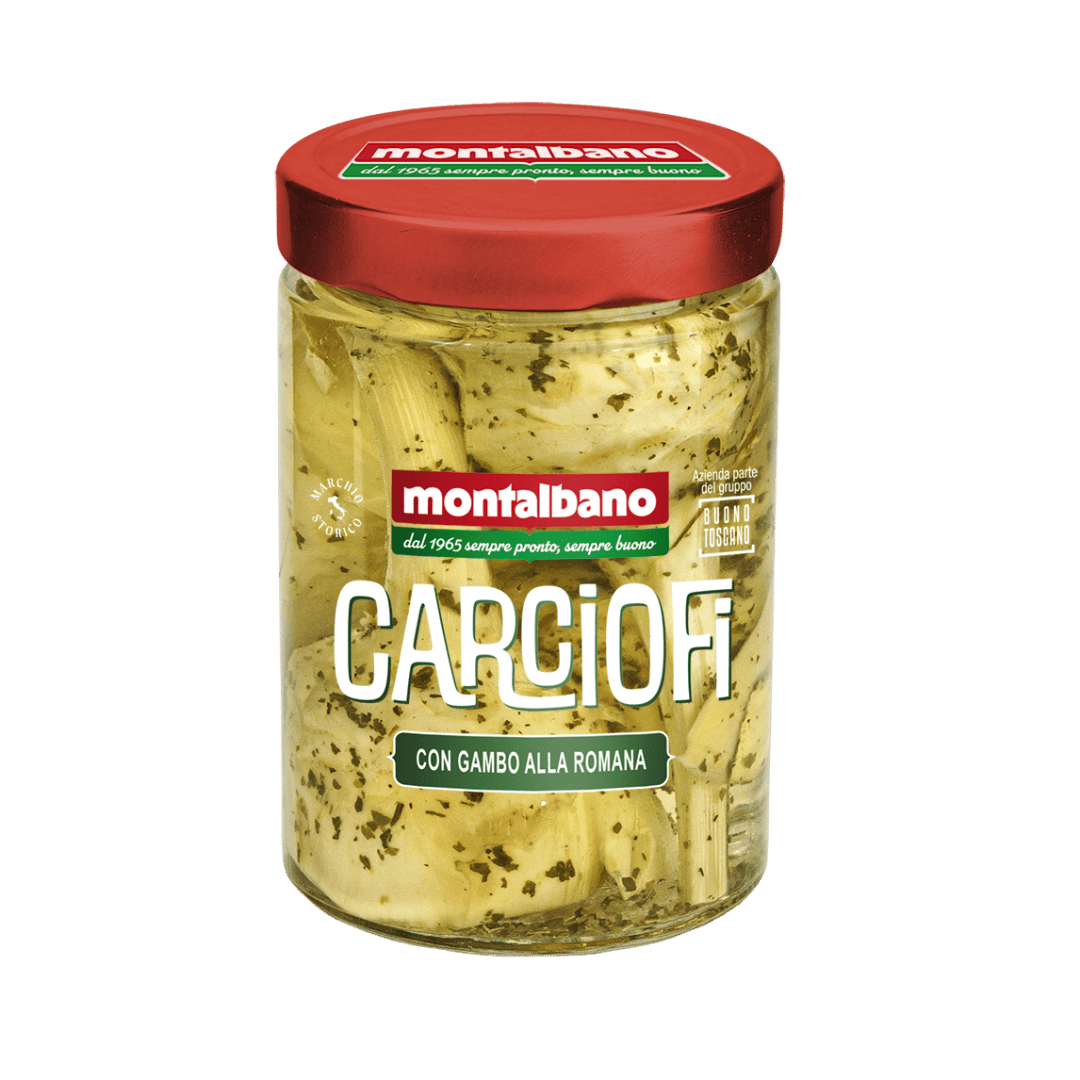 vasetto con carciofi con gambo alla romana sott'olio