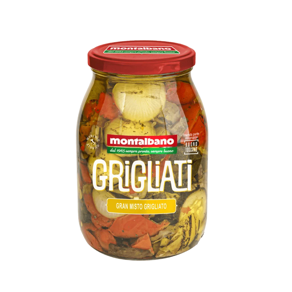 vasetto con misto di verdure grigliato sott'olio