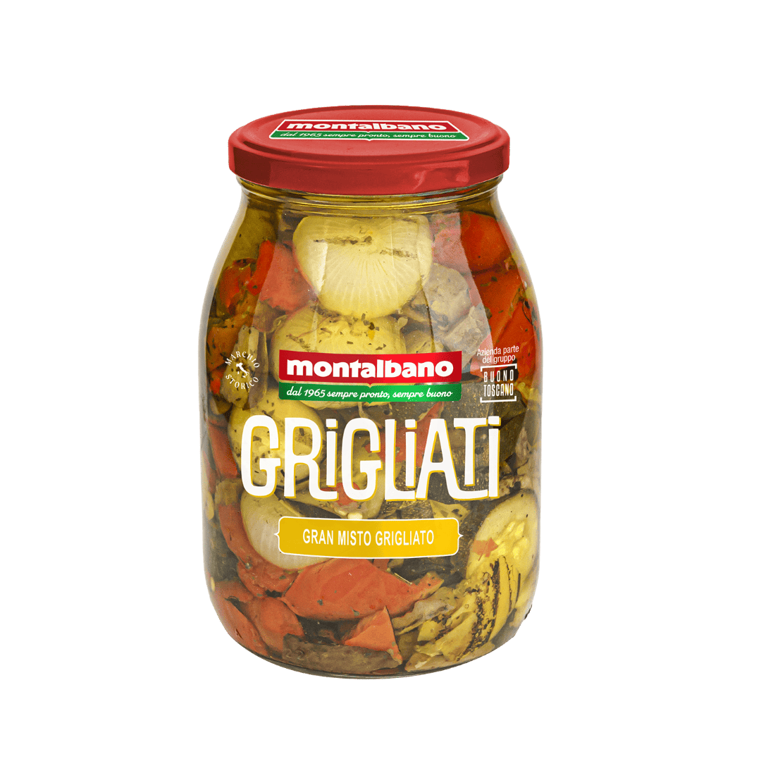 vasetto con misto di verdure grigliato sott'olio