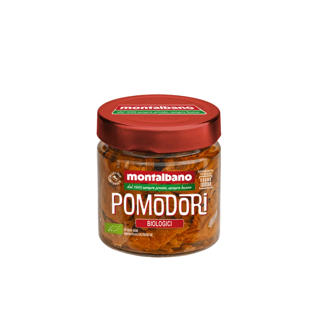 vasetto con pomodori secchi biologici sott'olio