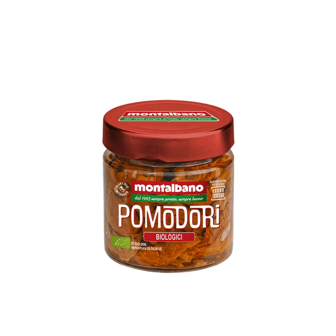 vasetto con pomodori secchi biologici sott'olio